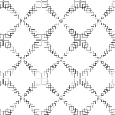 Haçlı, çizgili, çizgili soyut geometrik desen. Kusursuz vektör arkaplanı. Beyaz ve siyah süs. Modern retiküle grafik tasarımı.