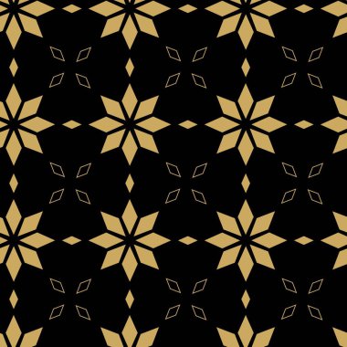 Haçlı, çizgili, çizgili soyut geometrik desen. Kusursuz vektör arkaplanı. Siyah ve altın çiçekli süs. Modern retiküle grafik tasarımı.