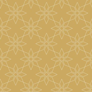 Haçlı, çizgili, çizgili soyut geometrik desen. Kusursuz vektör arkaplanı. Beyaz ve altın çiçekli süs. Modern retiküle grafik tasarımı.