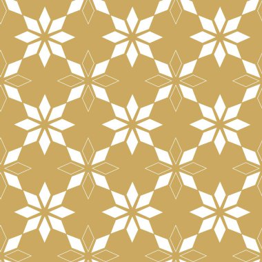 Haçlı, çizgili, çizgili soyut geometrik desen. Kusursuz vektör arkaplanı. Beyaz ve altın çiçekli süs. Modern retiküle grafik tasarımı.