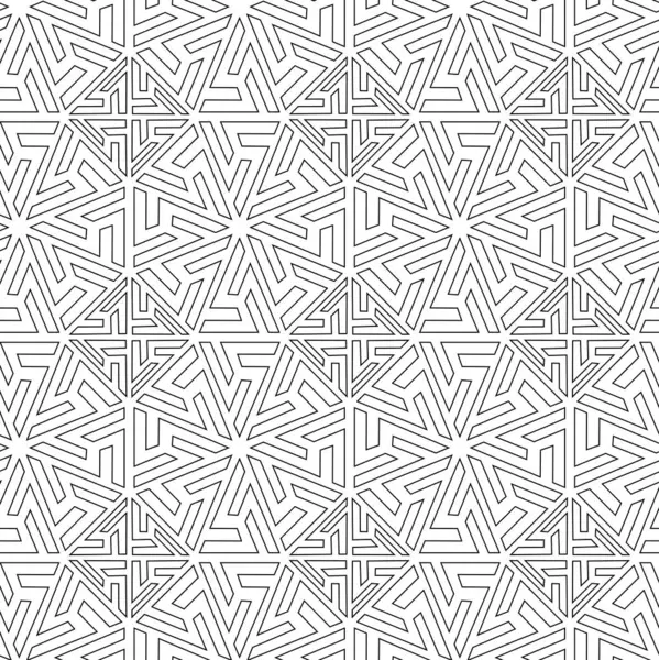 Haçlı, çizgili, çizgili soyut geometrik desen. Kusursuz vektör arkaplanı. Beyaz ve siyah süs. Modern retiküle grafik tasarımı.