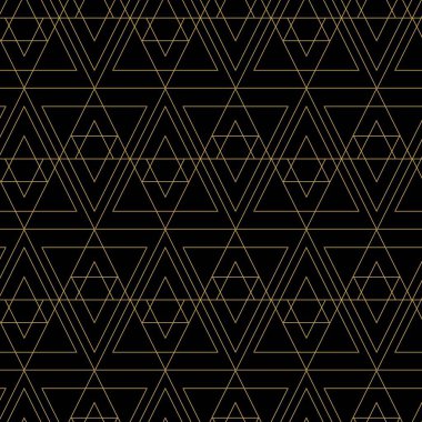 Soyut geometrik desen, beyaz arka planda üçgen, çizgiler ve çizgiler. Kusursuz bir vektör arka planı. Grafiksel modern model. Siyah ve altın desenli.