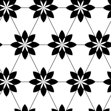 Soyut geometrik desen, beyaz arka planda üçgen, çizgiler ve çizgiler. Kusursuz bir vektör arka planı. Grafiksel modern model. Beyaz ve siyah çiçek desenleri.