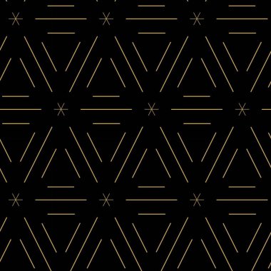Soyut geometrik desen, beyaz arka planda üçgen, çizgiler ve çizgiler. Kusursuz bir vektör arka planı. Grafiksel modern model. Siyah ve altın desenli.
