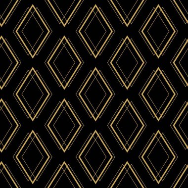 Haçlı, çizgili, çizgili soyut geometrik desen. Kusursuz vektör arkaplanı. Siyah ve altın süs. Modern retiküle grafik tasarımı.
