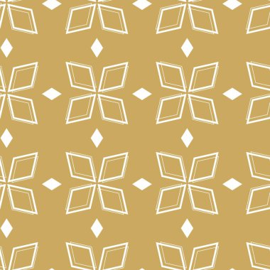 Haçlı, çizgili, çizgili soyut geometrik desen. Kusursuz vektör arkaplanı. Beyaz ve altın süs. Modern retiküle grafik tasarımı.