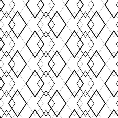 Haçlı, çizgili, çizgili soyut geometrik desen. Kusursuz vektör arkaplanı. Beyaz ve siyah süs. Modern retiküle grafik tasarımı.