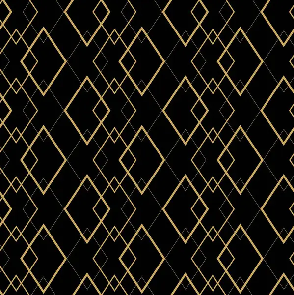 Haçlı, çizgili, çizgili soyut geometrik desen. Kusursuz vektör arkaplanı. Siyah ve altın süs. Modern retiküle grafik tasarımı.