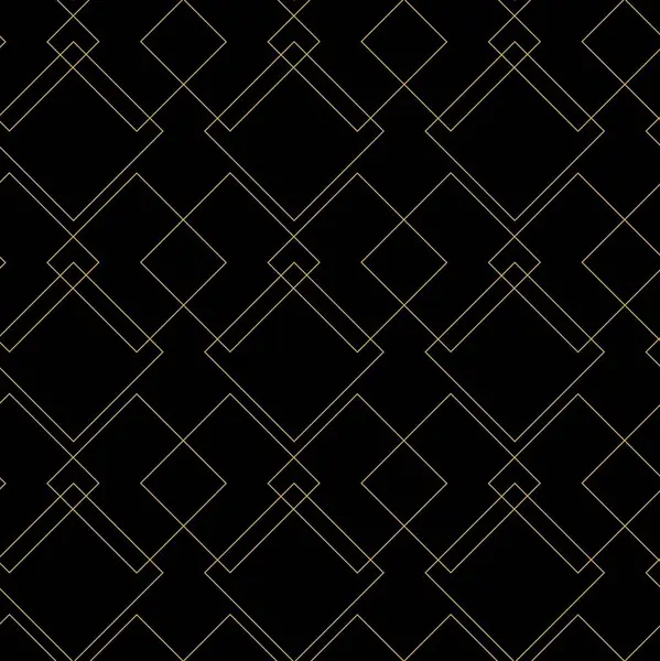 Kareler, çizgiler ve çizgilerle soyut geometrik desen. Kusursuz vektör arkaplanı. Siyah ve altın süs. Modern grafik tasarımı.