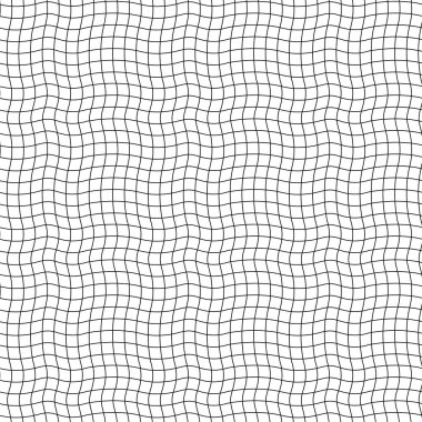 Kareler, çizgiler ve çizgilerle soyut geometrik desen. Kusursuz vektör arkaplanı. Beyaz ve siyah süs. Modern grafik tasarımı.
