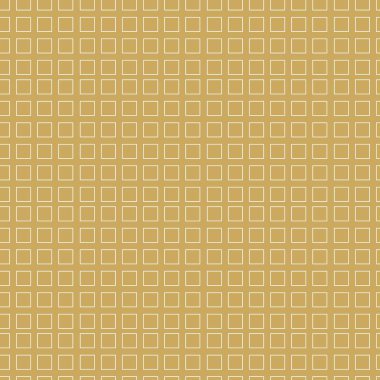 Kareler, çizgiler ve çizgilerle soyut geometrik desen. Kusursuz vektör arkaplanı. Beyaz ve altın süs. Modern grafik tasarımı.