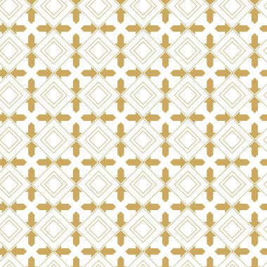 Haçlı, çizgili, çizgili soyut geometrik desen. Kusursuz vektör arkaplanı. Beyaz ve altın süs. Modern retiküle grafik tasarımı.