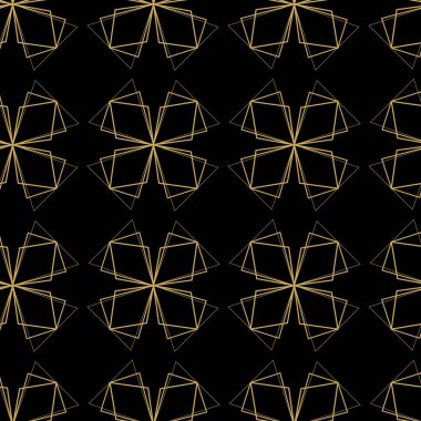 Haçlı, çizgili, çizgili soyut geometrik desen. Kusursuz vektör arkaplanı. Siyah ve altın süs. Modern retiküle grafik tasarımı.
