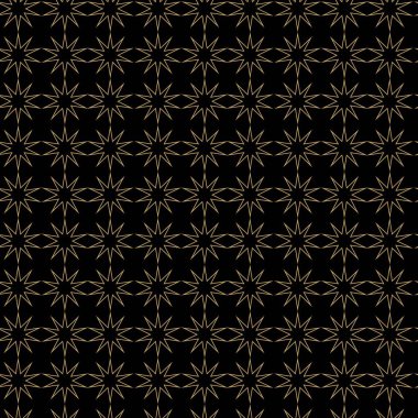 Dairesel, haçlı, çizgili, çizgili soyut geometrik desen. Kusursuz vektör arkaplanı. Siyah ve altın süs. Modern retiküle grafik tasarımı.