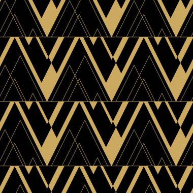 Soyut geometrik desen, beyaz arka planda üçgen, çizgiler ve çizgiler. Kusursuz bir vektör arka planı. Grafiksel modern model. Siyah ve altın desenli.