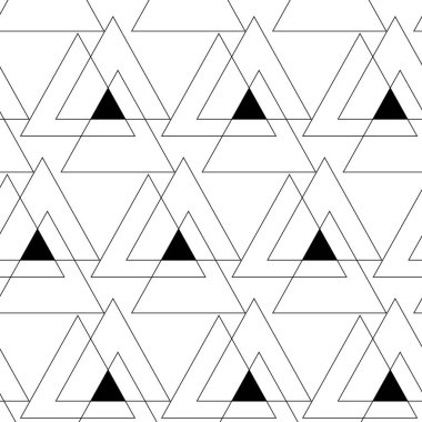 Soyut geometrik desen, beyaz arka planda üçgen, çizgiler ve çizgiler. Kusursuz bir vektör arka planı. Grafiksel modern model. Beyaz ve siyah desen.