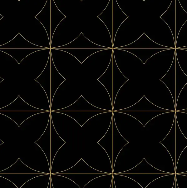 Haçlı, çizgili, çizgili soyut geometrik desen. Kusursuz vektör arkaplanı. Siyah ve altın süs. Modern retiküle grafik tasarımı.