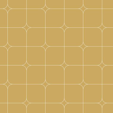 Kareler, çizgiler ve çizgilerle soyut geometrik desen. Kusursuz vektör arkaplanı. Beyaz ve altın süs. Modern grafik tasarımı.