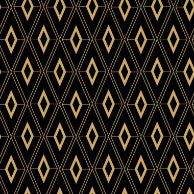 Haçlı, çizgili, çizgili soyut geometrik desen. Kusursuz vektör arkaplanı. Siyah ve altın süs. Modern retiküle grafik tasarımı.