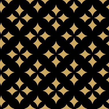 Haçlı, çizgili, çizgili soyut geometrik desen. Kusursuz vektör arkaplanı. Siyah ve altın süs. Modern retiküle grafik tasarımı.