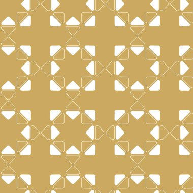 Haçlı, çizgili, çizgili soyut geometrik desen. Kusursuz vektör arkaplanı. Beyaz ve altın süs. Modern retiküle grafik tasarımı.