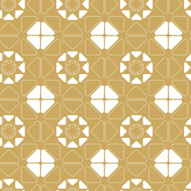 Haçlı, çizgili, çizgili soyut geometrik desen. Kusursuz vektör arkaplanı. Beyaz ve altın süs. Modern retiküle grafik tasarımı.