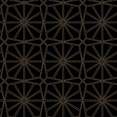 Haçlı, çizgili, çizgili soyut geometrik desen. Kusursuz vektör arkaplanı. Siyah ve altın süs. Modern retiküle grafik tasarımı.