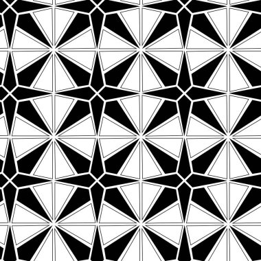 Kareler, çizgiler ve çizgilerle soyut geometrik desen. Kusursuz vektör arkaplanı. Beyaz ve siyah süs. Modern grafik tasarımı.