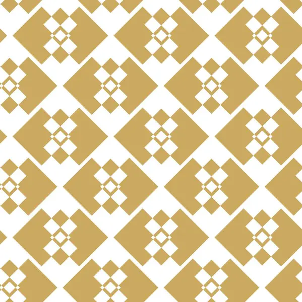 Kareler, çizgiler ve çizgilerle soyut geometrik desen. Kusursuz vektör arkaplanı. Beyaz ve altın süs. Modern grafik tasarımı.