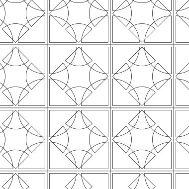 Haçlı, çizgili, çizgili soyut geometrik desen. Kusursuz vektör arkaplanı. Beyaz ve siyah süs. Modern retiküle grafik tasarımı.