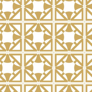 Haçlı, çizgili, çizgili soyut geometrik desen. Kusursuz vektör arkaplanı. Beyaz ve altın süs. Modern retiküle grafik tasarımı.