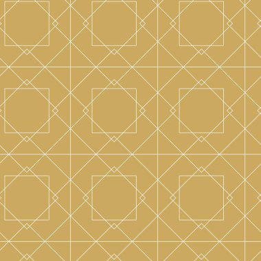 Haçlı, çizgili, çizgili soyut geometrik desen. Kusursuz vektör arkaplanı. Beyaz ve altın süs. Modern retiküle grafik tasarımı.