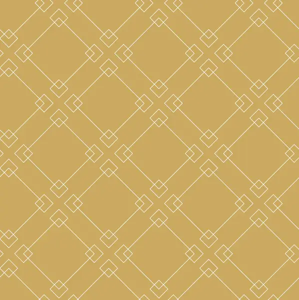 Kareler, çizgiler ve çizgilerle soyut geometrik desen. Kusursuz vektör arkaplanı. Beyaz ve altın süs. Modern grafik tasarımı.