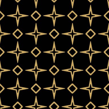 Haçlı, çizgili, çizgili soyut geometrik desen. Kusursuz vektör arkaplanı. Siyah ve altın süs. Modern retiküle grafik tasarımı.