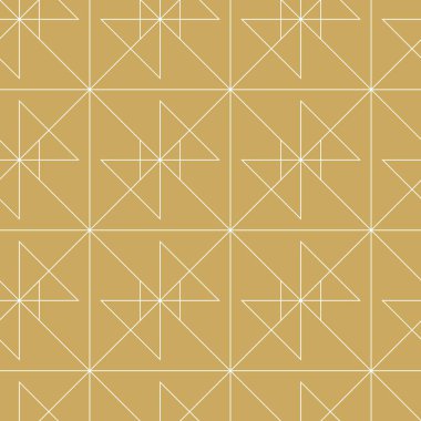 Haçlı, çizgili, çizgili soyut geometrik desen. Kusursuz vektör arkaplanı. Beyaz ve altın süs. Modern retiküle grafik tasarımı.