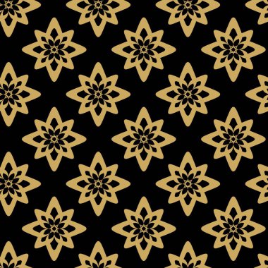 Haçlı, çizgili, çizgili soyut geometrik desen. Kusursuz vektör arkaplanı. Siyah ve altın süs. Modern retiküle grafik tasarımı.