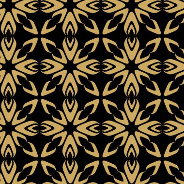 Haçlı, çizgili, çizgili soyut geometrik desen. Kusursuz vektör arkaplanı. Siyah ve altın süs. Modern retiküle grafik tasarımı.