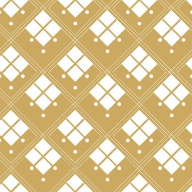 Haçlı, çizgili, çizgili soyut geometrik desen. Kusursuz vektör arkaplanı. Beyaz ve altın süs. Modern retiküle grafik tasarımı.