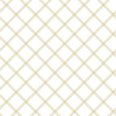 Haçlı, çizgili, çizgili soyut geometrik desen. Kusursuz vektör arkaplanı. Beyaz ve altın süs. Modern retiküle grafik tasarımı.