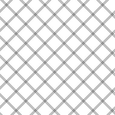 Haçlı, çizgili, çizgili soyut geometrik desen. Kusursuz vektör arkaplanı. Beyaz ve siyah süs. Modern retiküle grafik tasarımı.