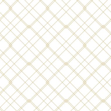 Haçlı, çizgili, çizgili soyut geometrik desen. Kusursuz vektör arkaplanı. Beyaz ve altın süs. Modern retiküle grafik tasarımı.
