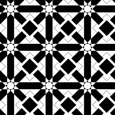 Haçlı, çizgili, çizgili soyut geometrik desen. Kusursuz vektör arkaplanı. Beyaz ve siyah süs. Modern retiküle grafik tasarımı.