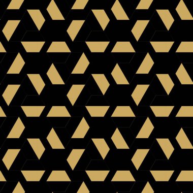 Haçlı, çizgili, çizgili soyut geometrik desen. Kusursuz vektör arkaplanı. Siyah ve altın süs. Modern retiküle grafik tasarımı.