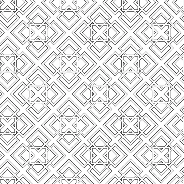 Haçlı, çizgili, çizgili soyut geometrik desen. Kusursuz vektör arkaplanı. Beyaz ve siyah süs. Modern retiküle grafik tasarımı.
