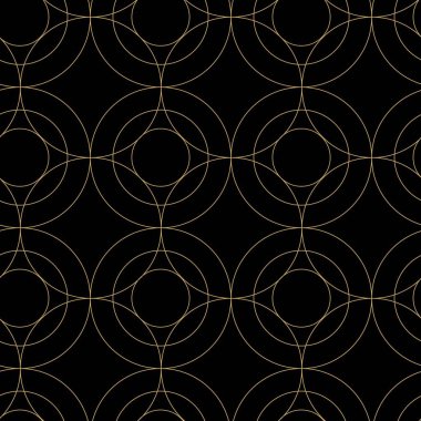 Haçlı, çizgili, çizgili soyut geometrik desen. Kusursuz vektör arkaplanı. Siyah ve altın süs. Modern retiküle grafik tasarımı.