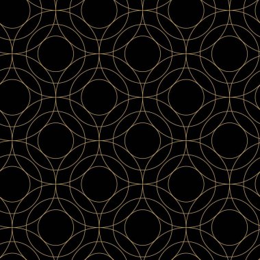 Haçlı, çizgili, çizgili soyut geometrik desen. Kusursuz vektör arkaplanı. Siyah ve altın süs. Modern retiküle grafik tasarımı.