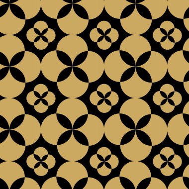 Haçlı, çizgili, çizgili soyut geometrik desen. Kusursuz vektör arkaplanı. Siyah ve altın süs. Modern retiküle grafik tasarımı.