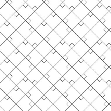 Haçlı, çizgili, çizgili soyut geometrik desen. Kusursuz vektör arkaplanı. Beyaz ve siyah süs. Modern retiküle grafik tasarımı.