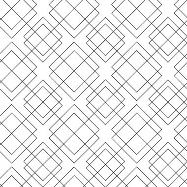 Haçlı, çizgili, çizgili soyut geometrik desen. Kusursuz vektör arkaplanı. Beyaz ve siyah süs. Modern retiküle grafik tasarımı.
