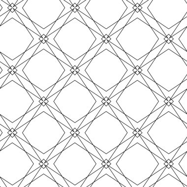Haçlı, çizgili, çizgili soyut geometrik desen. Kusursuz vektör arkaplanı. Beyaz ve siyah süs. Modern retiküle grafik tasarımı.